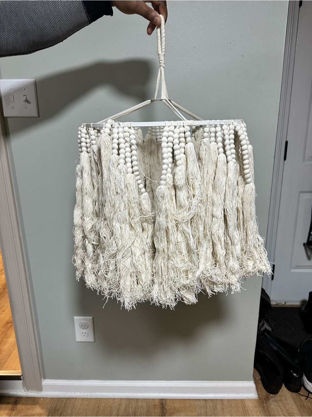 World Market Cream Macramé Wall Hanging - Boho Home Accent